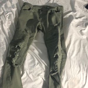 H&M GREEN SKINNY JEANS